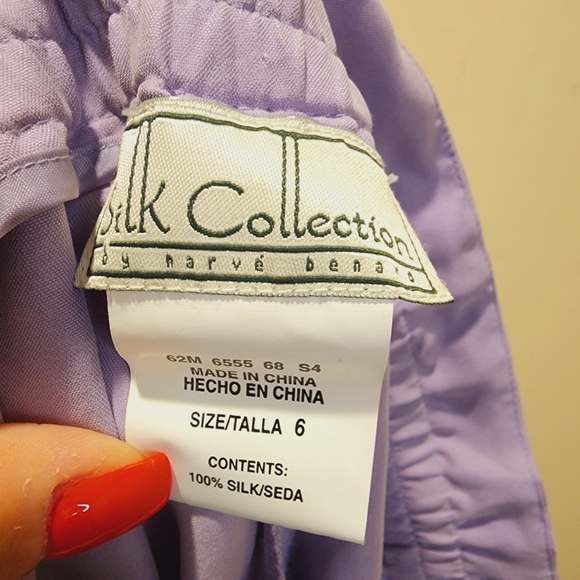 Silk Collection by Harve Benard Lavander 100% Silk Straight legs pants  size 6 - Picture 3 of 9